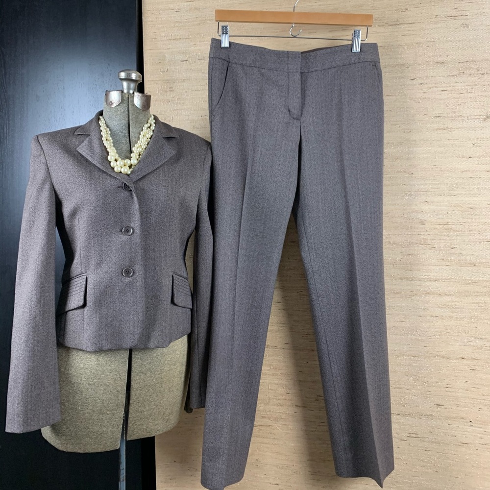 BCBGMAXAZRIA Brown Tweed Trouser Suit